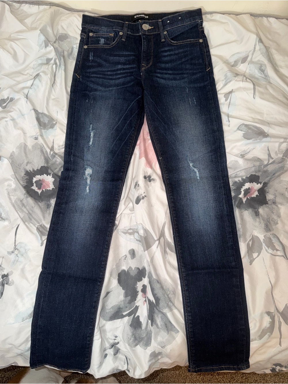 Express Women's Skinny Jeans - Dark Blue Denim